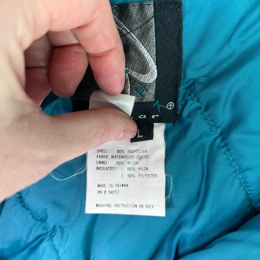 Rawik Skiwear vintage teal green snow ski jacket insulted hooded size L Large - Picture 6 of 11